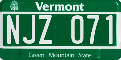 VT license plate NJZ071