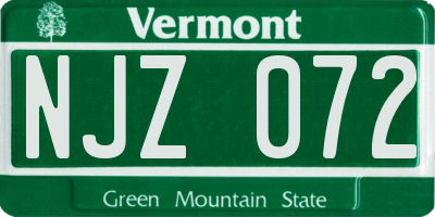 VT license plate NJZ072