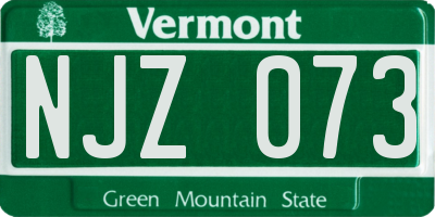 VT license plate NJZ073