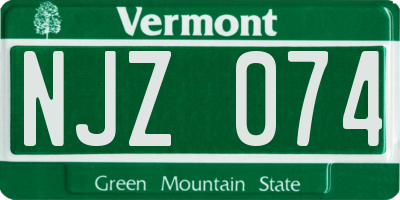 VT license plate NJZ074