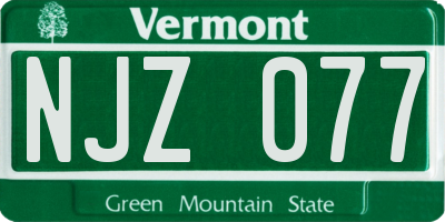 VT license plate NJZ077