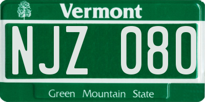 VT license plate NJZ080