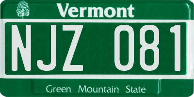VT license plate NJZ081
