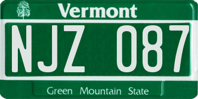 VT license plate NJZ087