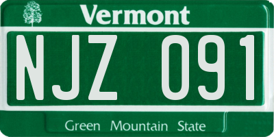 VT license plate NJZ091