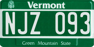 VT license plate NJZ093