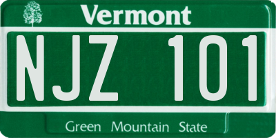 VT license plate NJZ101