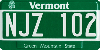 VT license plate NJZ102