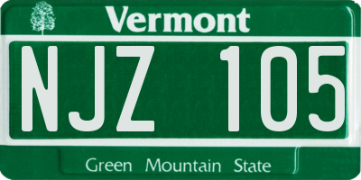 VT license plate NJZ105