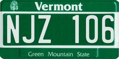 VT license plate NJZ106