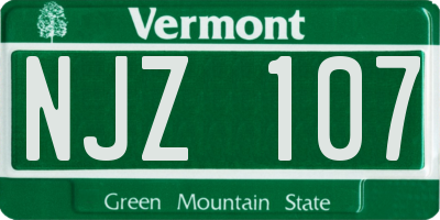 VT license plate NJZ107