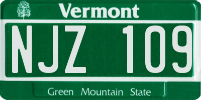 VT license plate NJZ109