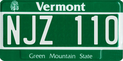 VT license plate NJZ110