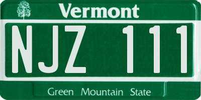 VT license plate NJZ111