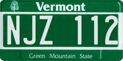 VT license plate NJZ112