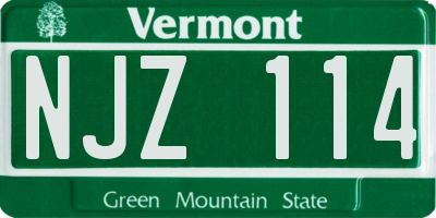 VT license plate NJZ114