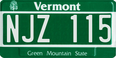 VT license plate NJZ115