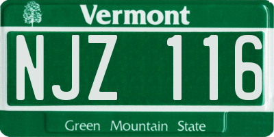 VT license plate NJZ116