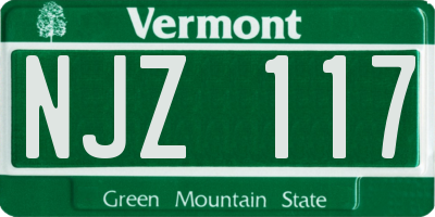 VT license plate NJZ117
