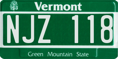 VT license plate NJZ118