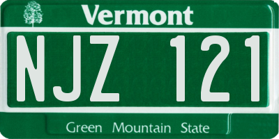 VT license plate NJZ121