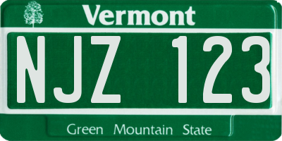 VT license plate NJZ123