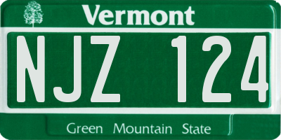 VT license plate NJZ124