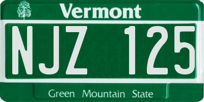 VT license plate NJZ125