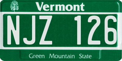 VT license plate NJZ126