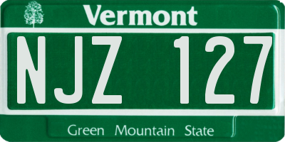VT license plate NJZ127
