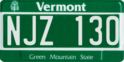 VT license plate NJZ130