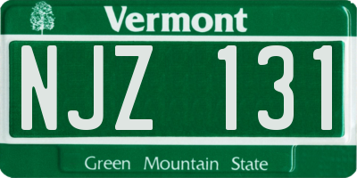 VT license plate NJZ131