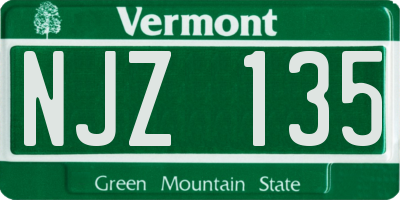 VT license plate NJZ135