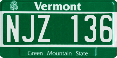 VT license plate NJZ136