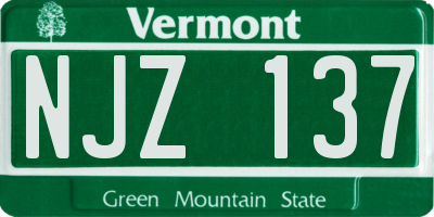 VT license plate NJZ137