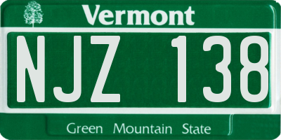VT license plate NJZ138