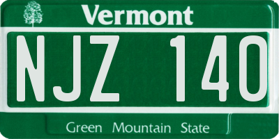 VT license plate NJZ140