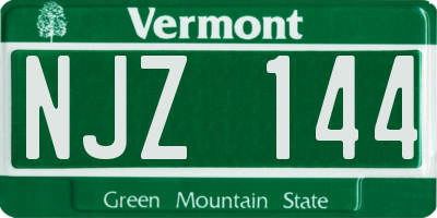 VT license plate NJZ144