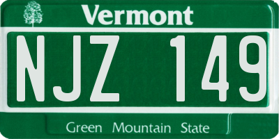 VT license plate NJZ149