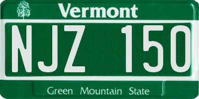 VT license plate NJZ150