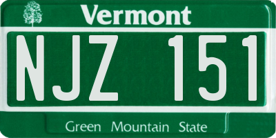 VT license plate NJZ151