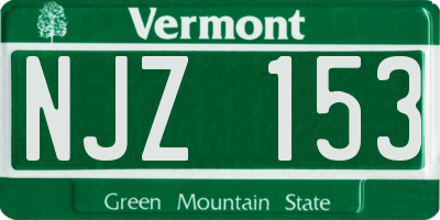 VT license plate NJZ153