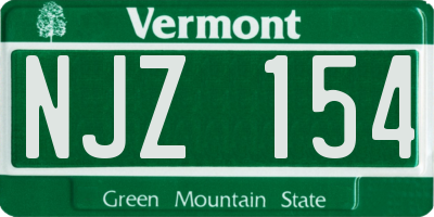 VT license plate NJZ154