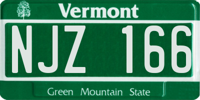 VT license plate NJZ166