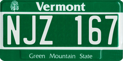 VT license plate NJZ167