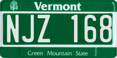VT license plate NJZ168