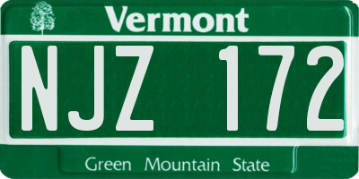 VT license plate NJZ172