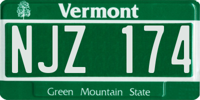 VT license plate NJZ174