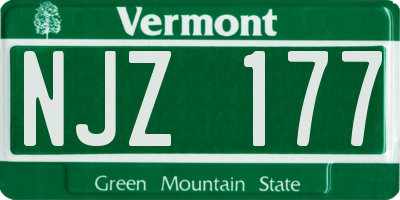 VT license plate NJZ177