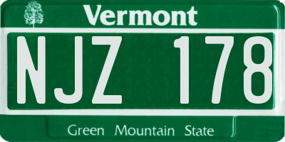 VT license plate NJZ178